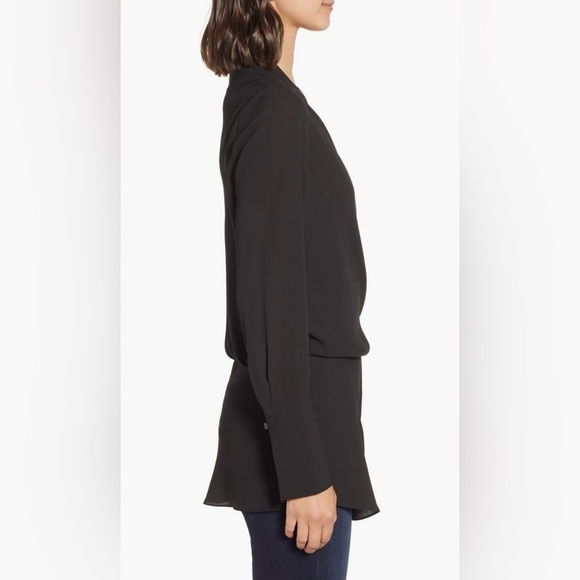 Trouvé Red Drape Front Ruched Blouse Long Sleeve V-Neck – Size Small - Picture 4 of 16